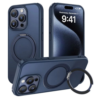 For iPhone 15 Pro Case Kickstand PC+TPU Phone Cover Compatible with MagSafe
