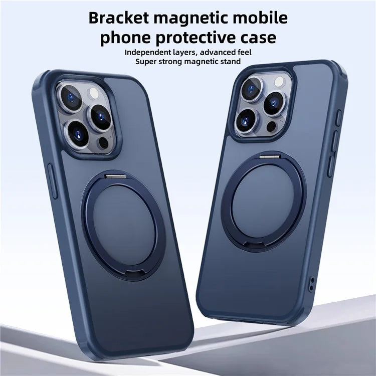 For iPhone 15 Pro Case Kickstand PC+TPU Phone Cover Compatible with MagSafe