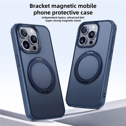 For iPhone 15 Pro Case Kickstand PC+TPU Phone Cover Compatible with MagSafe