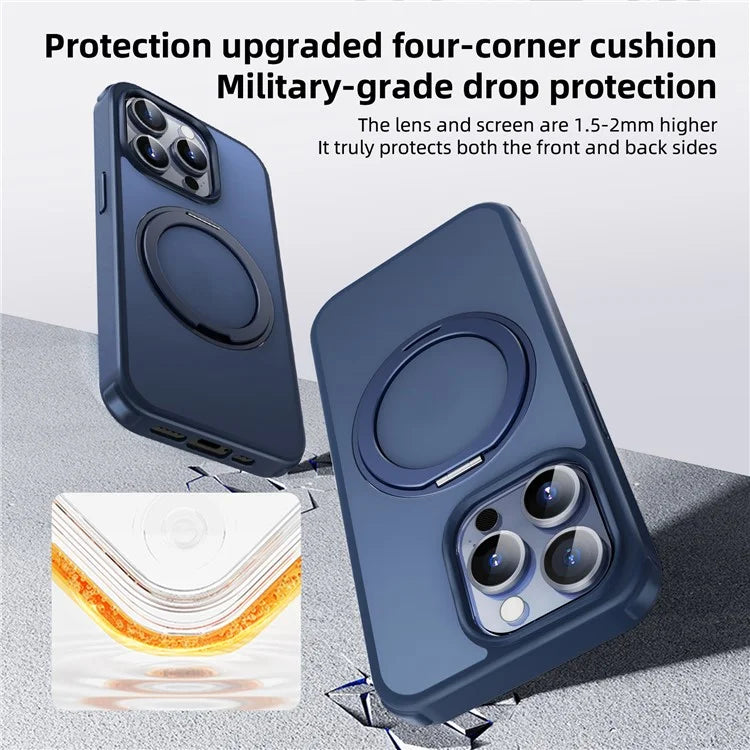 For iPhone 15 Pro Case Kickstand PC+TPU Phone Cover Compatible with MagSafe