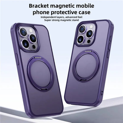 For iPhone 15 Pro Case Kickstand PC+TPU Phone Cover Compatible with MagSafe