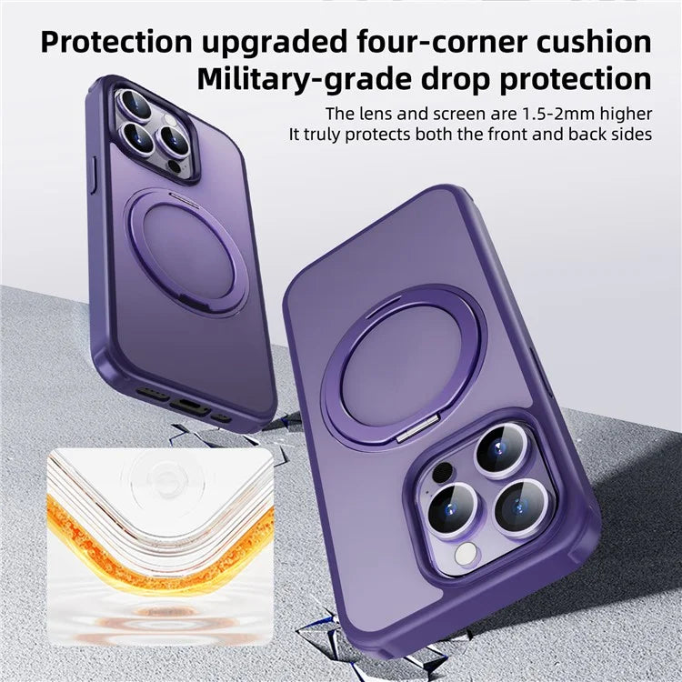For iPhone 15 Pro Case Kickstand PC+TPU Phone Cover Compatible with MagSafe