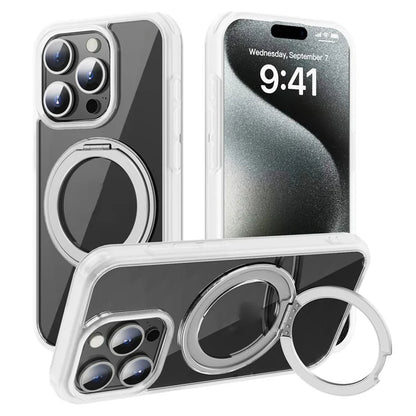For iPhone 15 Pro Case Kickstand PC+TPU Phone Cover Compatible with MagSafe