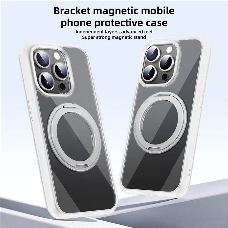 For iPhone 15 Pro Case Kickstand PC+TPU Phone Cover Compatible with MagSafe