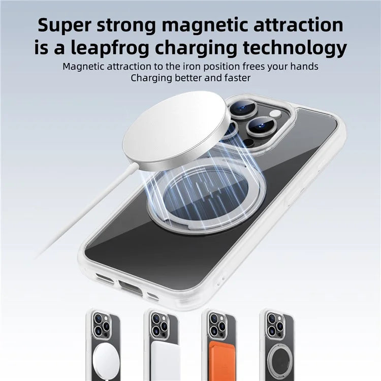 For iPhone 15 Pro Case Kickstand PC+TPU Phone Cover Compatible with MagSafe