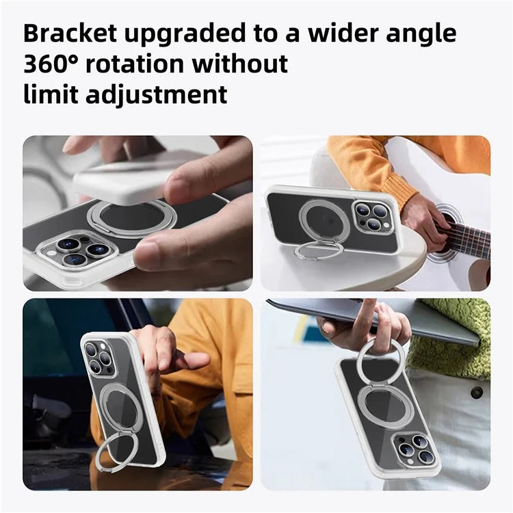 For iPhone 15 Pro Case Kickstand PC+TPU Phone Cover Compatible with MagSafe
