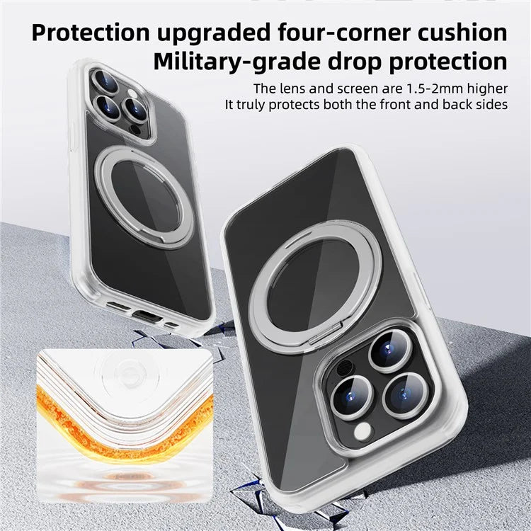 For iPhone 15 Pro Case Kickstand PC+TPU Phone Cover Compatible with MagSafe