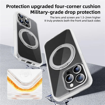 For iPhone 15 Pro Case Kickstand PC+TPU Phone Cover Compatible with MagSafe
