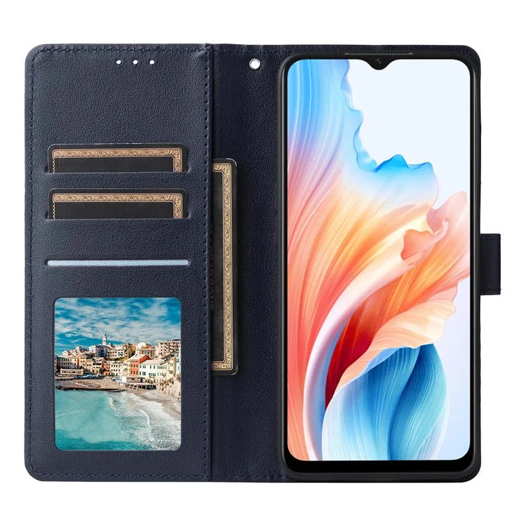 For Oppo A59 5G Leather Case with 3 Card Slots Protective Phone Cover