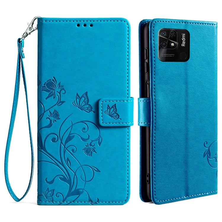 For Xiaomi Redmi 10C 4G Wallet Case Butterfly Flower Leather Phone Cover