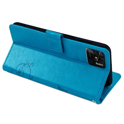 For Xiaomi Redmi 10C 4G Wallet Case Butterfly Flower Leather Phone Cover