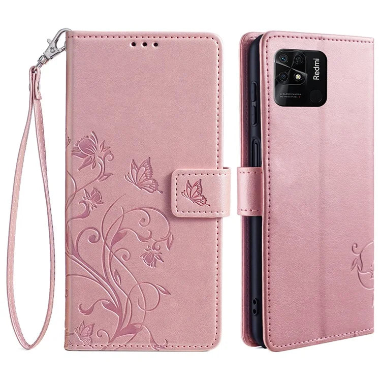 For Xiaomi Redmi 10C 4G Wallet Case Butterfly Flower Leather Phone Cover