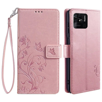 For Xiaomi Redmi 10C 4G Wallet Case Butterfly Flower Leather Phone Cover