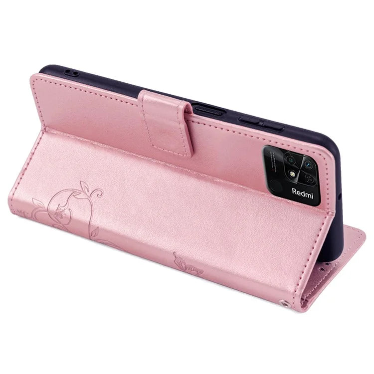 For Xiaomi Redmi 10C 4G Wallet Case Butterfly Flower Leather Phone Cover