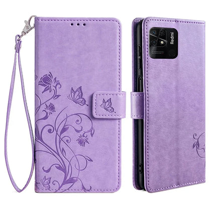 For Xiaomi Redmi 10C 4G Wallet Case Butterfly Flower Leather Phone Cover