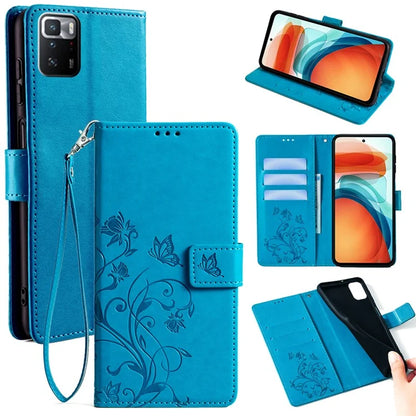 For Xiaomi Redmi Note 10 Pro 5G (China) / Poco X3 GT Case Butterfly Flower Leather Phone Cover with Wrist Strap
