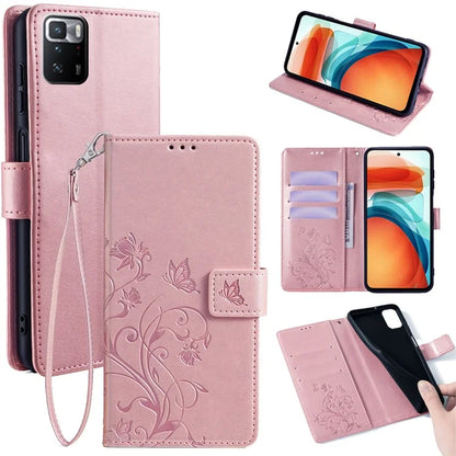 For Xiaomi Redmi Note 10 Pro 5G (China) / Poco X3 GT Case Butterfly Flower Leather Phone Cover with Wrist Strap
