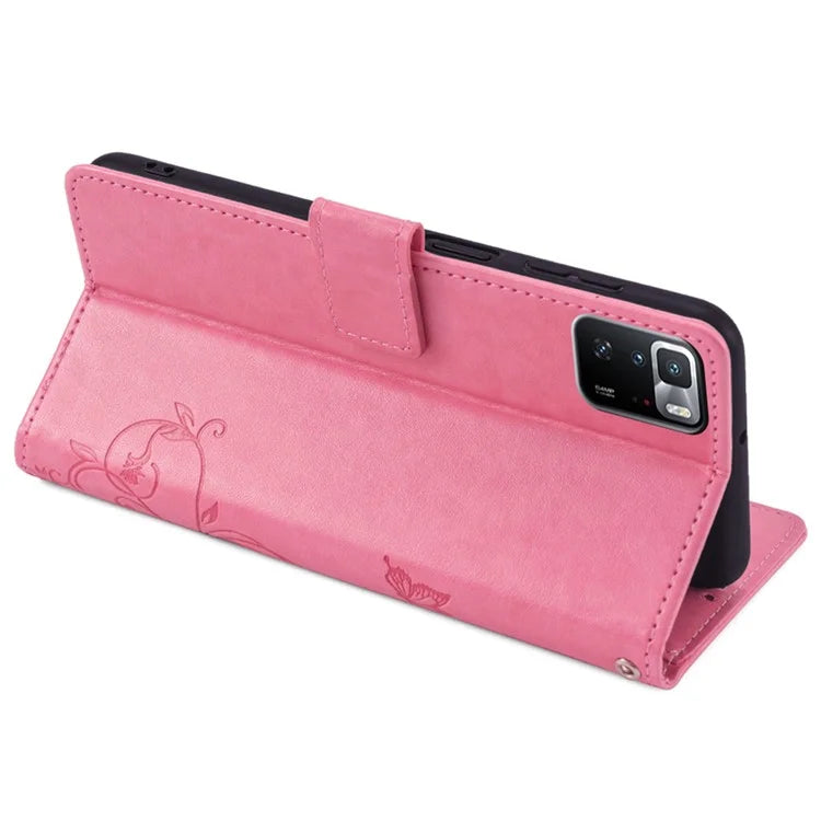 For Xiaomi Redmi Note 10 Pro 5G (China) / Poco X3 GT Case Butterfly Flower Leather Phone Cover with Wrist Strap