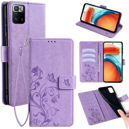 For Xiaomi Redmi Note 10 Pro 5G (China) / Poco X3 GT Case Butterfly Flower Leather Phone Cover with Wrist Strap