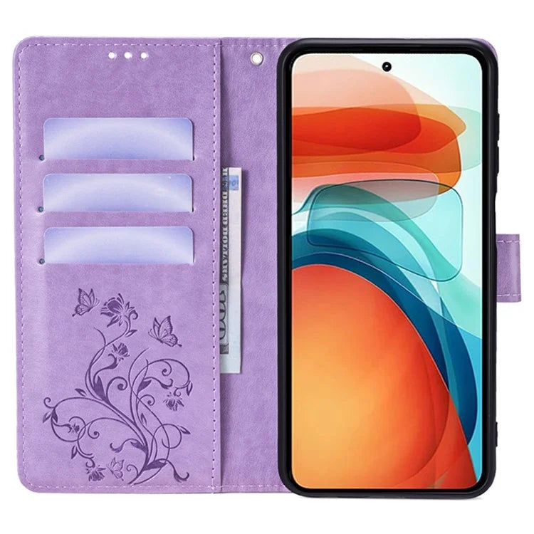 For Xiaomi Redmi Note 10 Pro 5G (China) / Poco X3 GT Case Butterfly Flower Leather Phone Cover with Wrist Strap