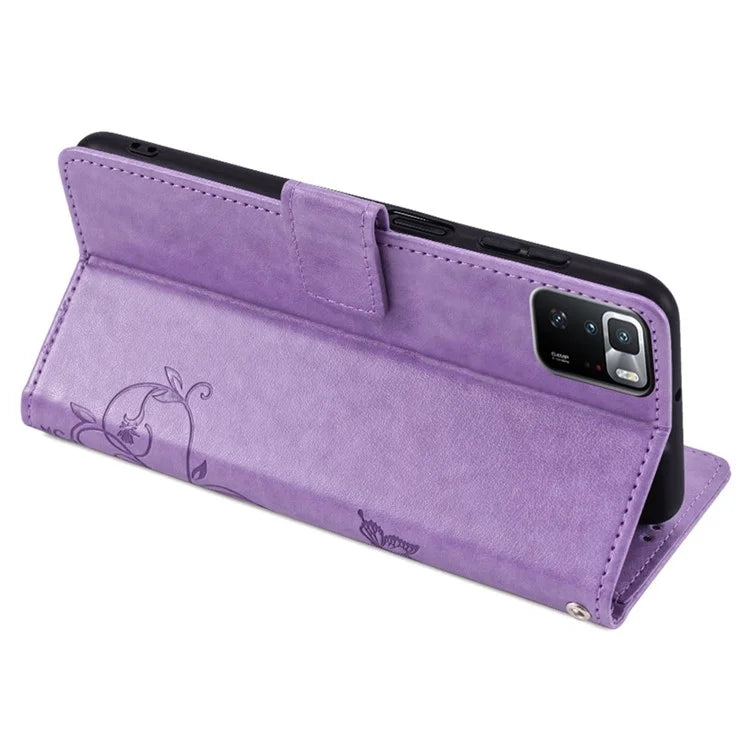 For Xiaomi Redmi Note 10 Pro 5G (China) / Poco X3 GT Case Butterfly Flower Leather Phone Cover with Wrist Strap