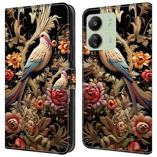 For Xiaomi Redmi 13C 4G / 13C 5G / Poco C65 4G / Poco M6 5G / 13R 5G Case Pattern PU Leather Card / Cash Slots Phone Cover