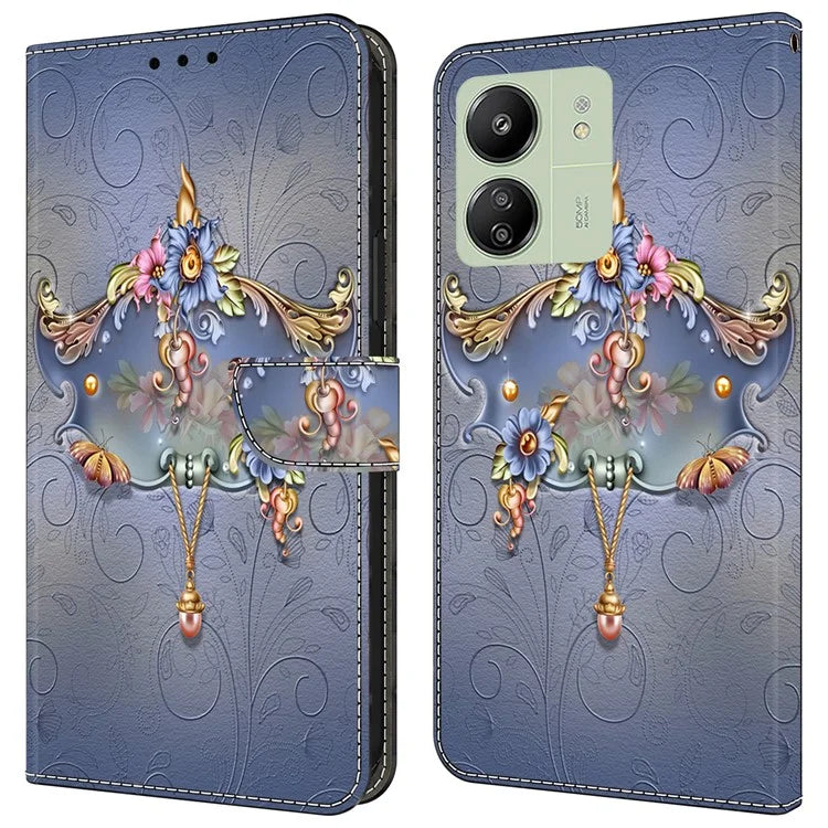For Xiaomi Redmi 13C 4G / 13C 5G / Poco C65 4G / Poco M6 5G / 13R 5G Case Pattern PU Leather Card / Cash Slots Phone Cover