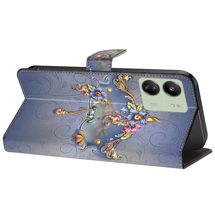 For Xiaomi Redmi 13C 4G / 13C 5G / Poco C65 4G / Poco M6 5G / 13R 5G Case Pattern PU Leather Card / Cash Slots Phone Cover