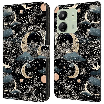 For Xiaomi Redmi 13C 4G / 13C 5G / Poco C65 4G / Poco M6 5G / 13R 5G Case Pattern PU Leather Card / Cash Slots Phone Cover