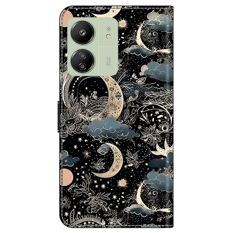 For Xiaomi Redmi 13C 4G / 13C 5G / Poco C65 4G / Poco M6 5G / 13R 5G Case Pattern PU Leather Card / Cash Slots Phone Cover