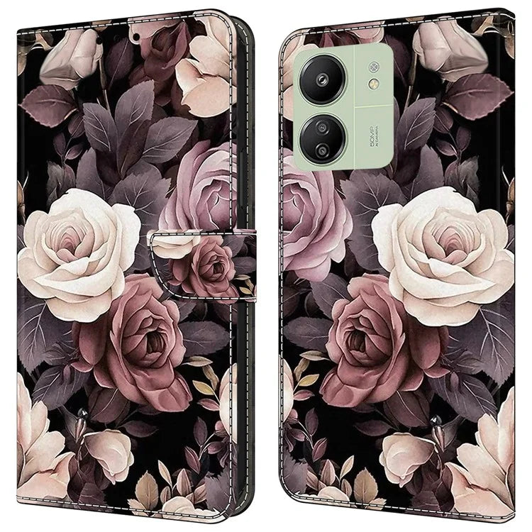 For Xiaomi Redmi 13C 4G / 13C 5G / Poco C65 4G / Poco M6 5G / 13R 5G Case Pattern PU Leather Card / Cash Slots Phone Cover