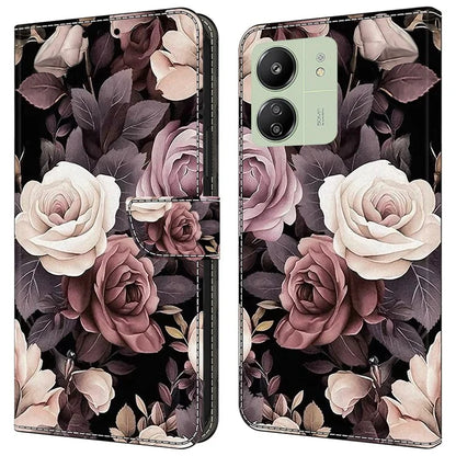 For Xiaomi Redmi 13C 4G / 13C 5G / Poco C65 4G / Poco M6 5G / 13R 5G Case Pattern PU Leather Card / Cash Slots Phone Cover
