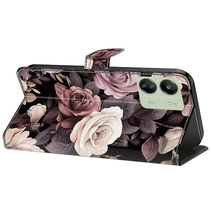 For Xiaomi Redmi 13C 4G / 13C 5G / Poco C65 4G / Poco M6 5G / 13R 5G Case Pattern PU Leather Card / Cash Slots Phone Cover