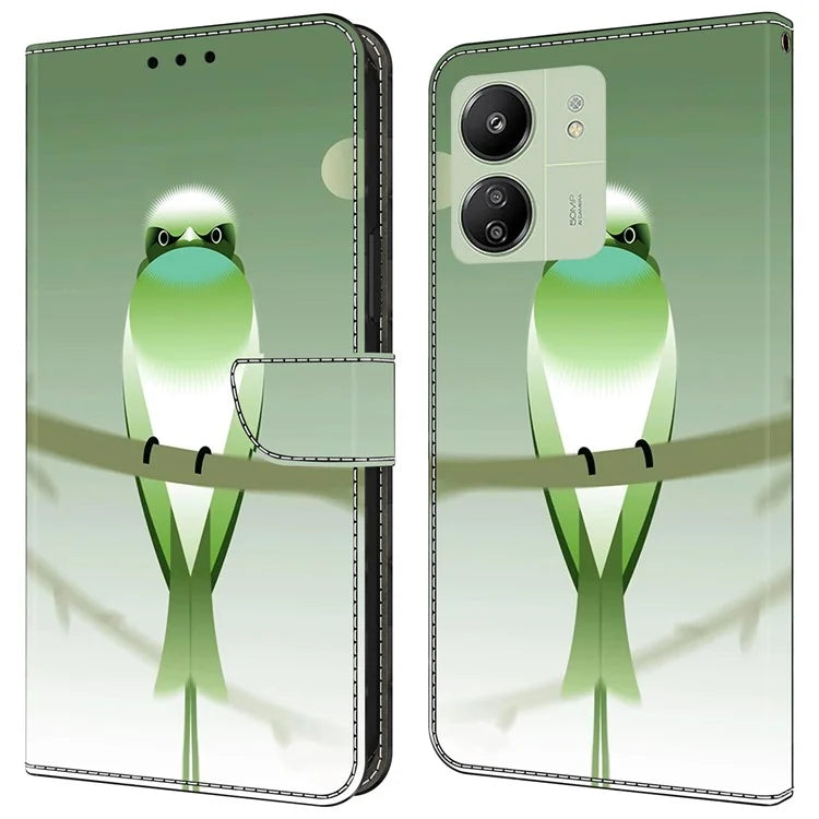 For Xiaomi Redmi 13C 4G / 13C 5G / Poco C65 4G / Poco M6 5G / 13R 5G Case Pattern PU Leather Card / Cash Slots Phone Cover