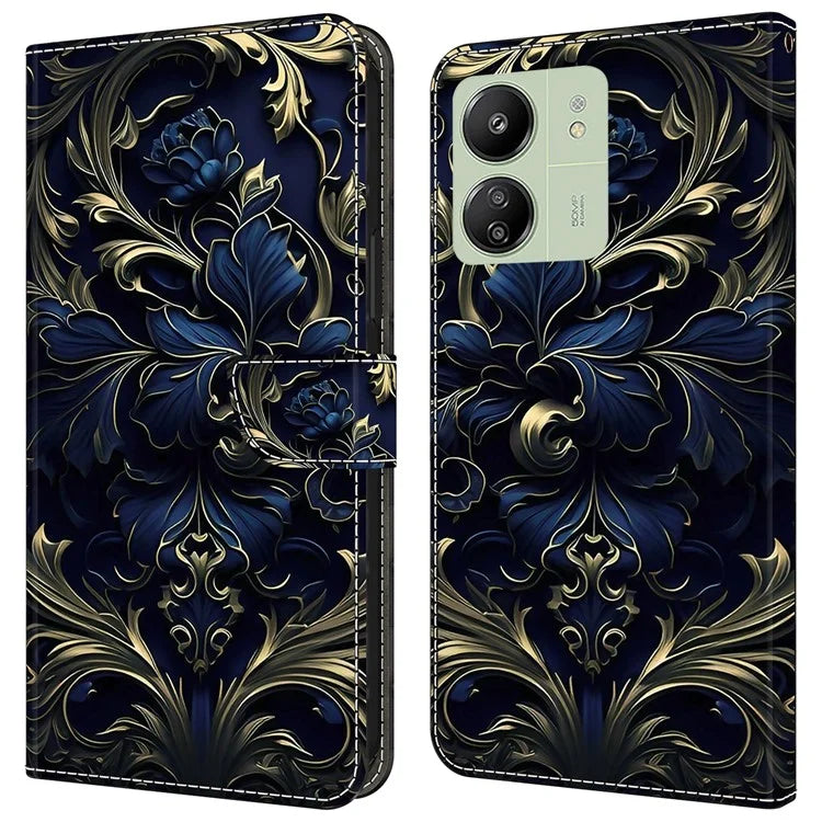 For Xiaomi Redmi 13C 4G / 13C 5G / Poco C65 4G / Poco M6 5G / 13R 5G Case Pattern PU Leather Card / Cash Slots Phone Cover