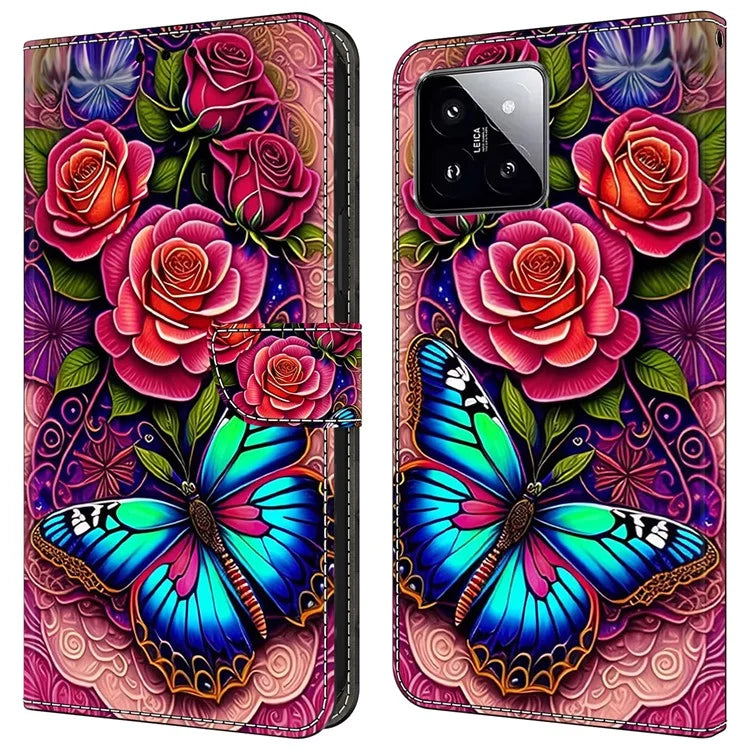 For Xiaomi 14 Wallet Case Pattern Printing PU Leather Phone Cover