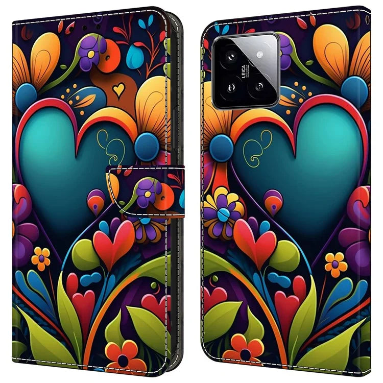 For Xiaomi 14 Wallet Case Pattern Printing PU Leather Phone Cover