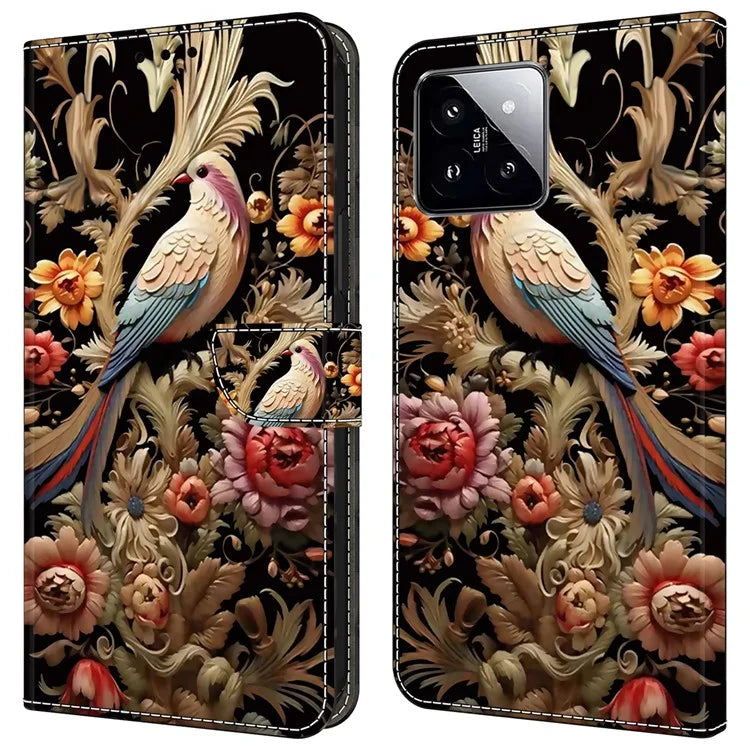 For Xiaomi 14 Wallet Case Pattern Printing PU Leather Phone Cover
