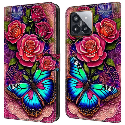 For Xiaomi 14 Pro Case PU Leather Pattern Printed Style Flip Wallet Phone Cover