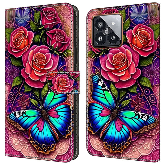 For Xiaomi 14 Pro Case PU Leather Pattern Printed Style Flip Wallet Phone Cover