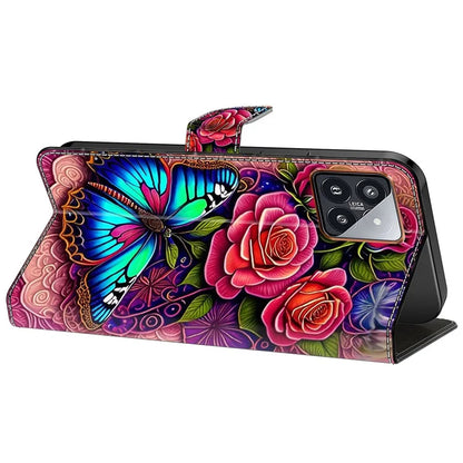 For Xiaomi 14 Pro Case PU Leather Pattern Printed Style Flip Wallet Phone Cover