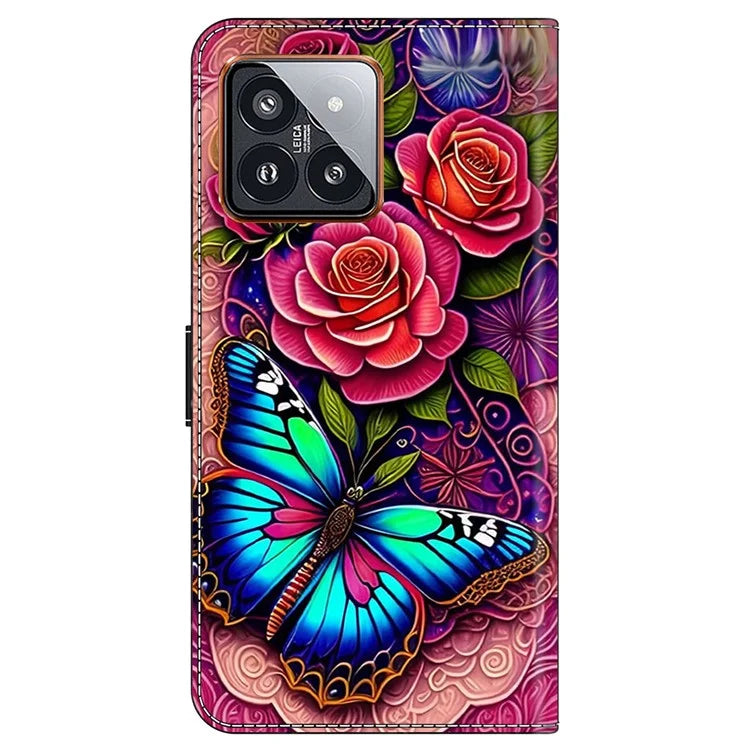 For Xiaomi 14 Pro Case PU Leather Pattern Printed Style Flip Wallet Phone Cover