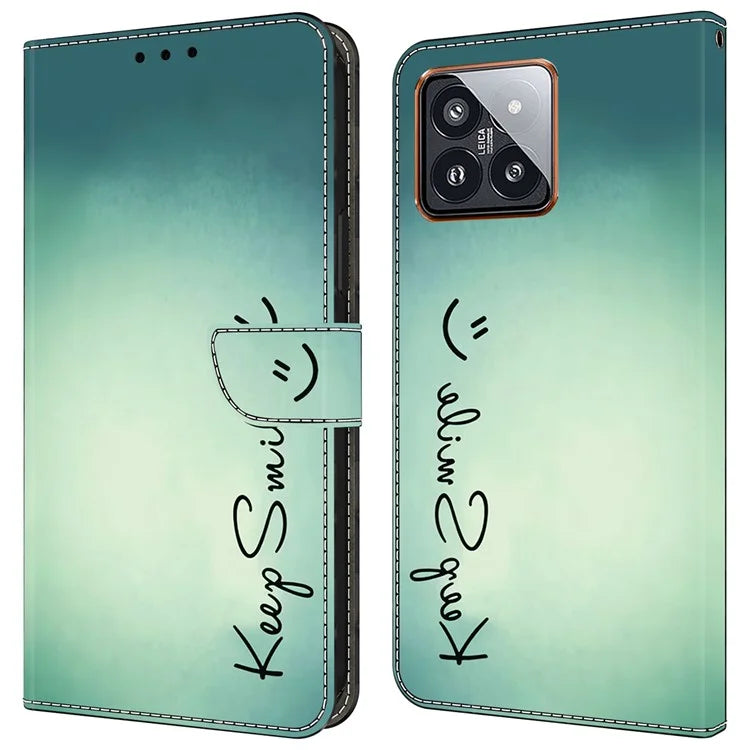 For Xiaomi 14 Pro Case PU Leather Pattern Printed Style Flip Wallet Phone Cover