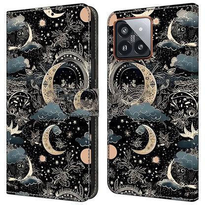 For Xiaomi 14 Pro Case PU Leather Pattern Printed Style Flip Wallet Phone Cover