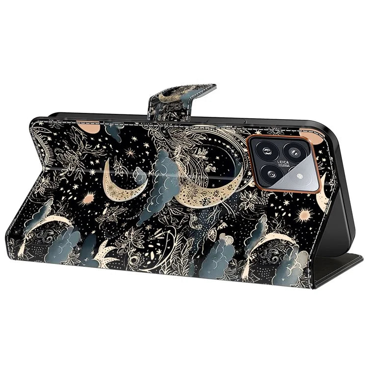 For Xiaomi 14 Pro Case PU Leather Pattern Printed Style Flip Wallet Phone Cover