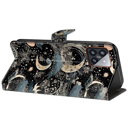 For Xiaomi 14 Pro Case PU Leather Pattern Printed Style Flip Wallet Phone Cover
