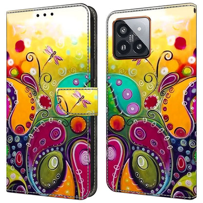 For Xiaomi 14 Pro Case PU Leather Pattern Printed Style Flip Wallet Phone Cover
