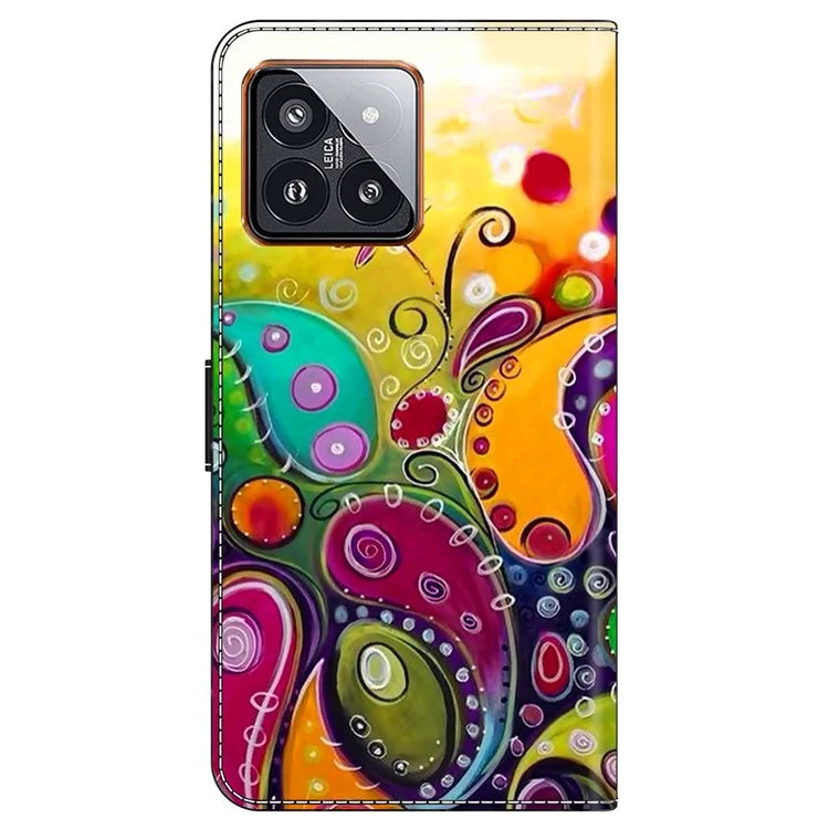 For Xiaomi 14 Pro Case PU Leather Pattern Printed Style Flip Wallet Phone Cover
