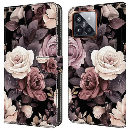 For Xiaomi 14 Pro Case PU Leather Pattern Printed Style Flip Wallet Phone Cover