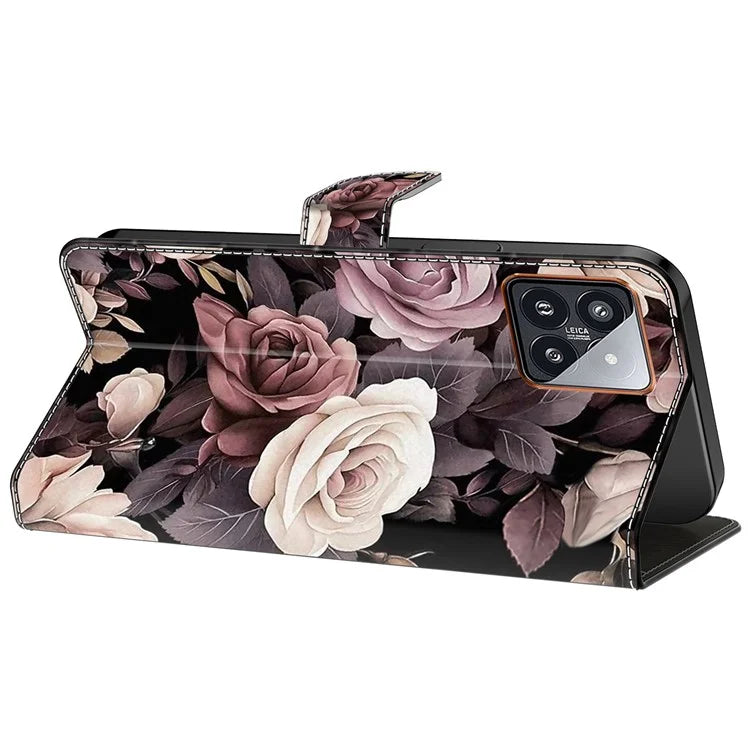 For Xiaomi 14 Pro Case PU Leather Pattern Printed Style Flip Wallet Phone Cover